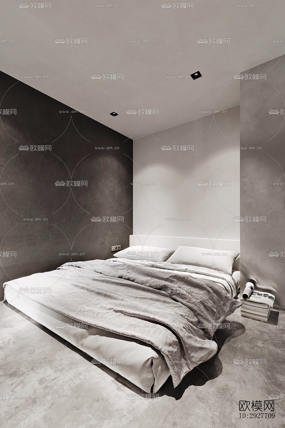 高级灰别墅效果图下载（渲染图6）