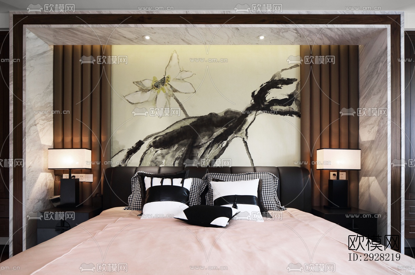 新中式平层效果图下载（渲染图8）