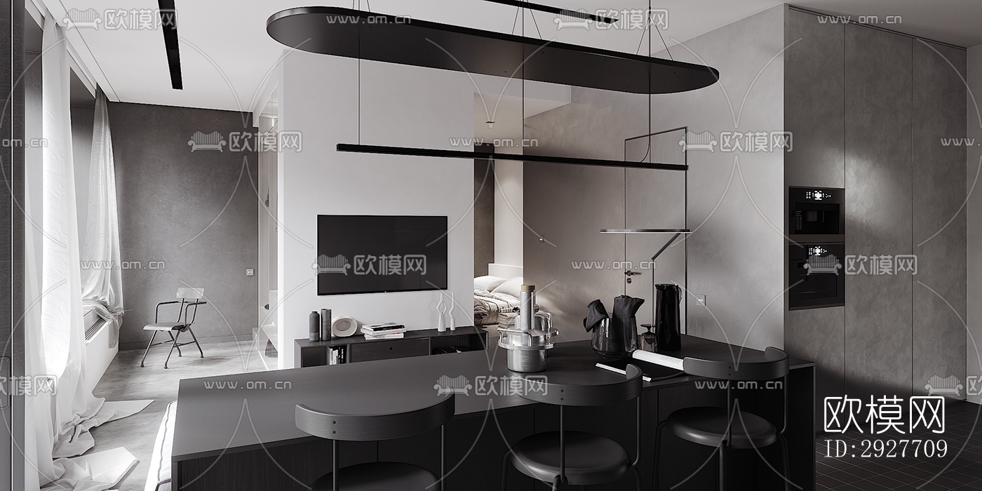 高级灰别墅效果图下载（渲染图12）