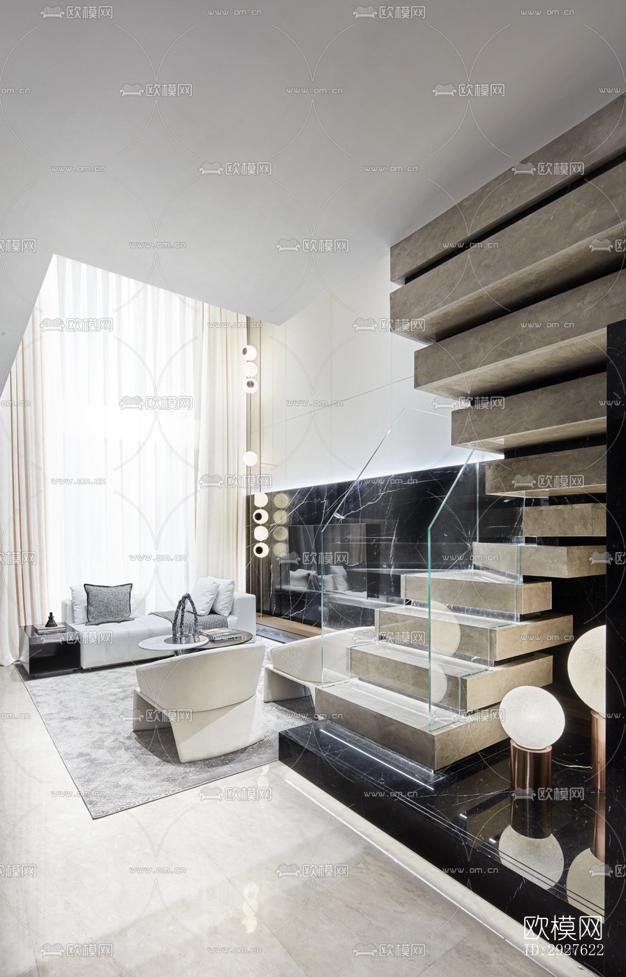 现代复式效果图下载（渲染图14）