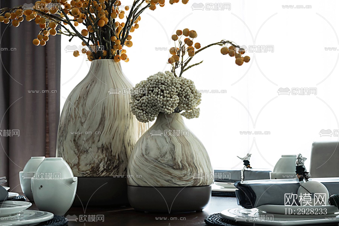 新中式平层效果图下载（渲染图12）