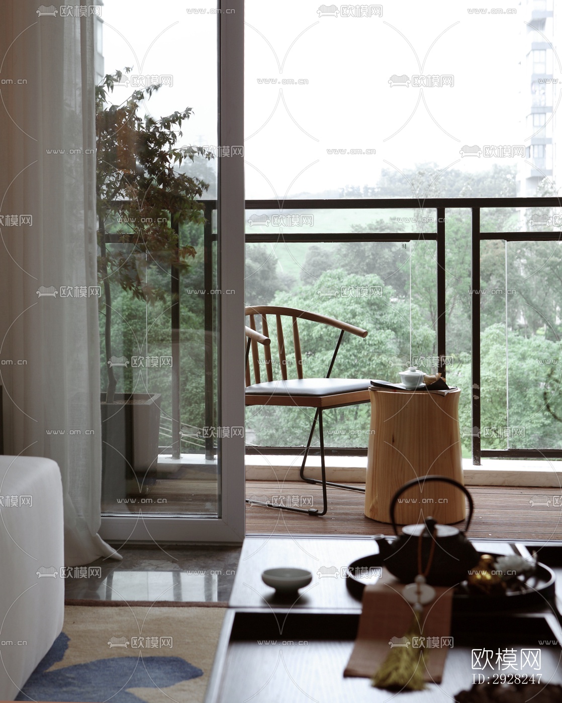 新中式平层效果图下载（渲染图16）