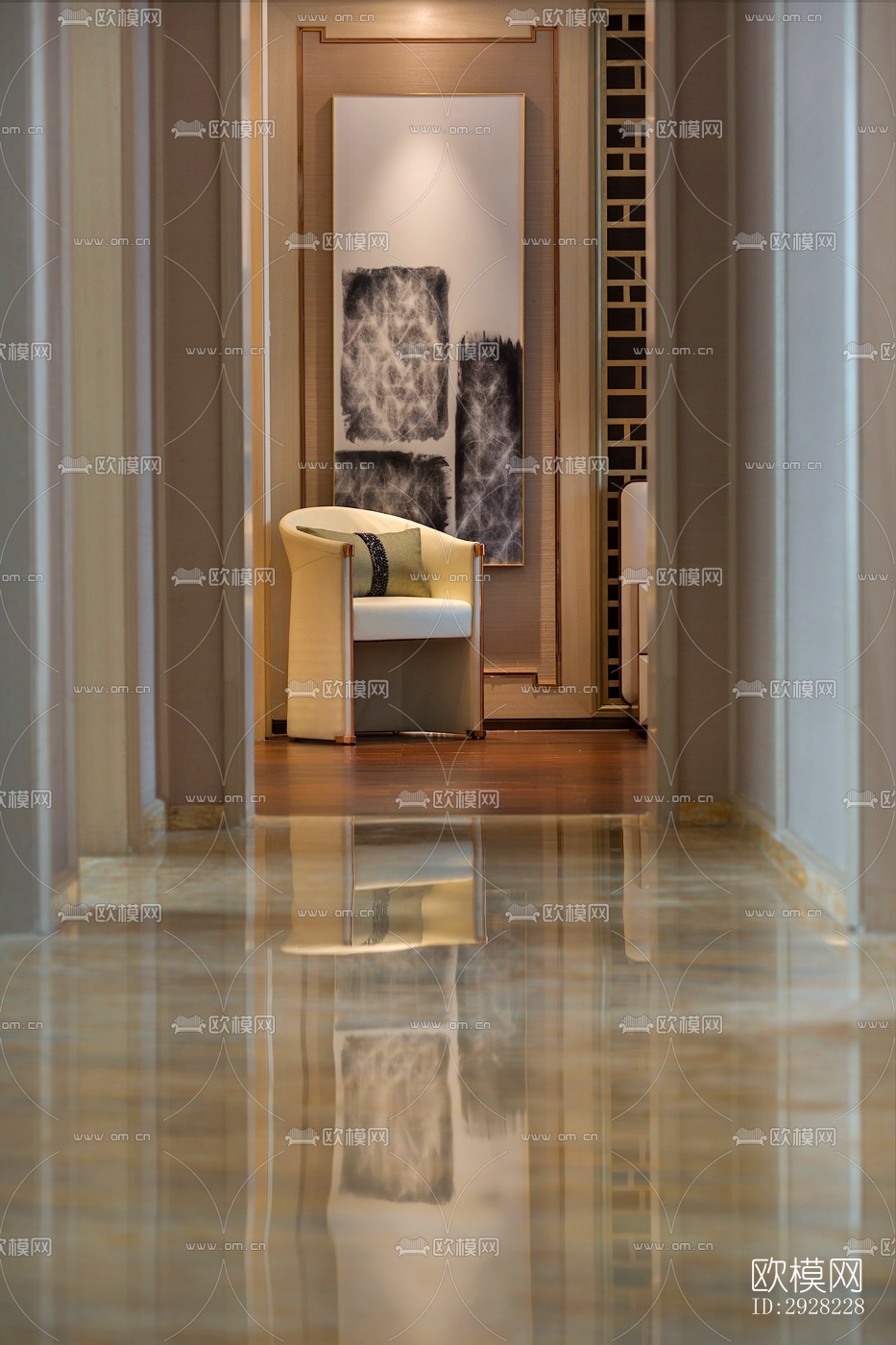 新中式平层效果图下载（渲染图6）