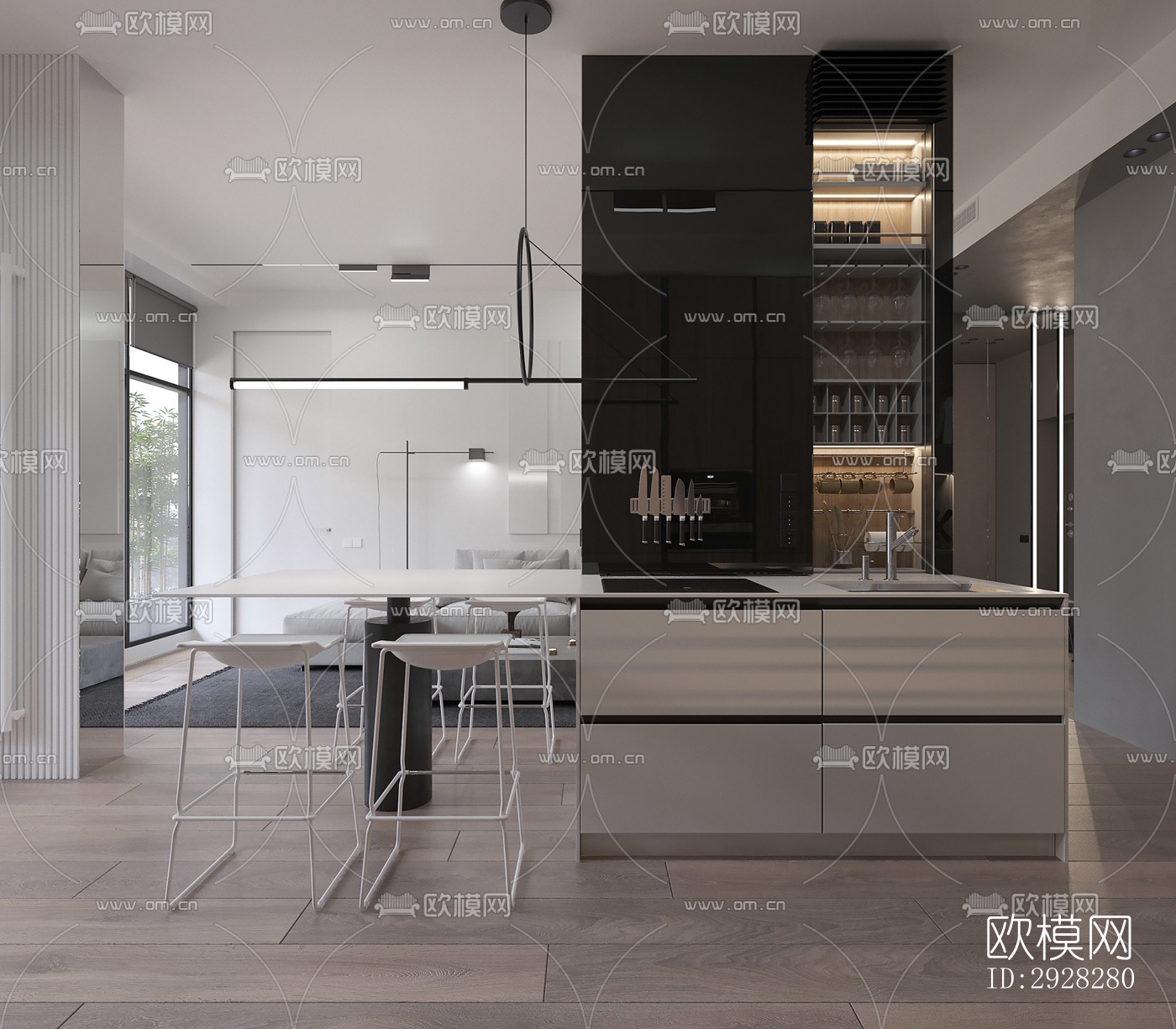 现代平层效果图下载（渲染图15）