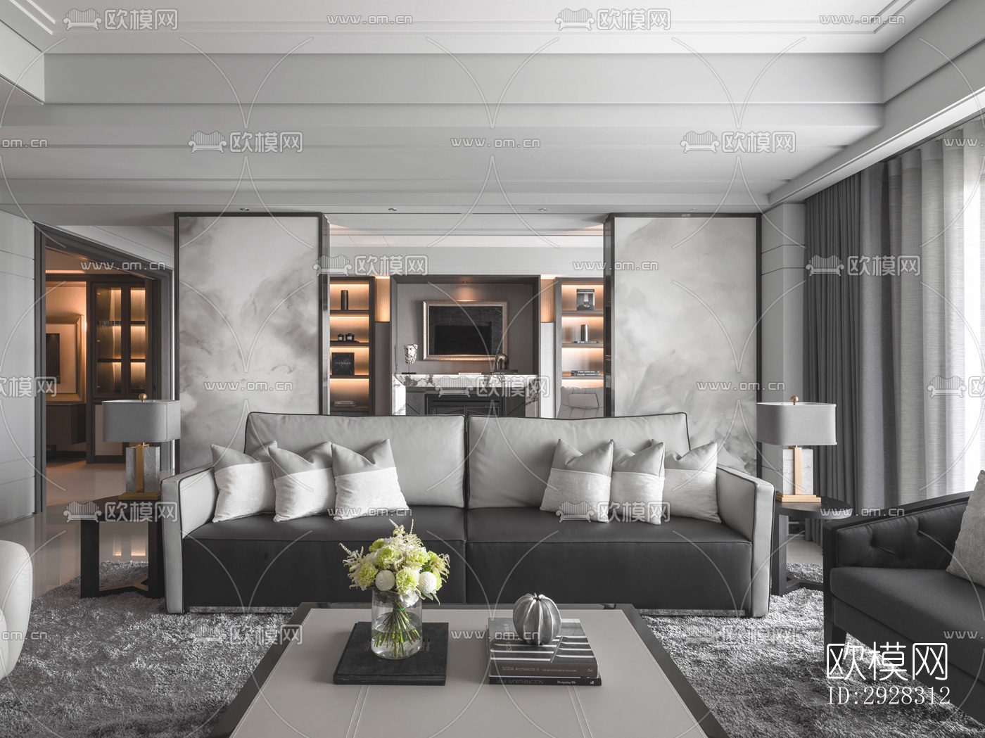 现代平层效果图下载（渲染图15）