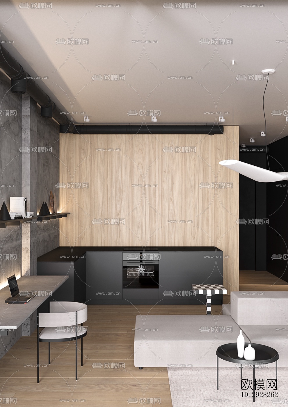 日式平层效果图下载（渲染图13）