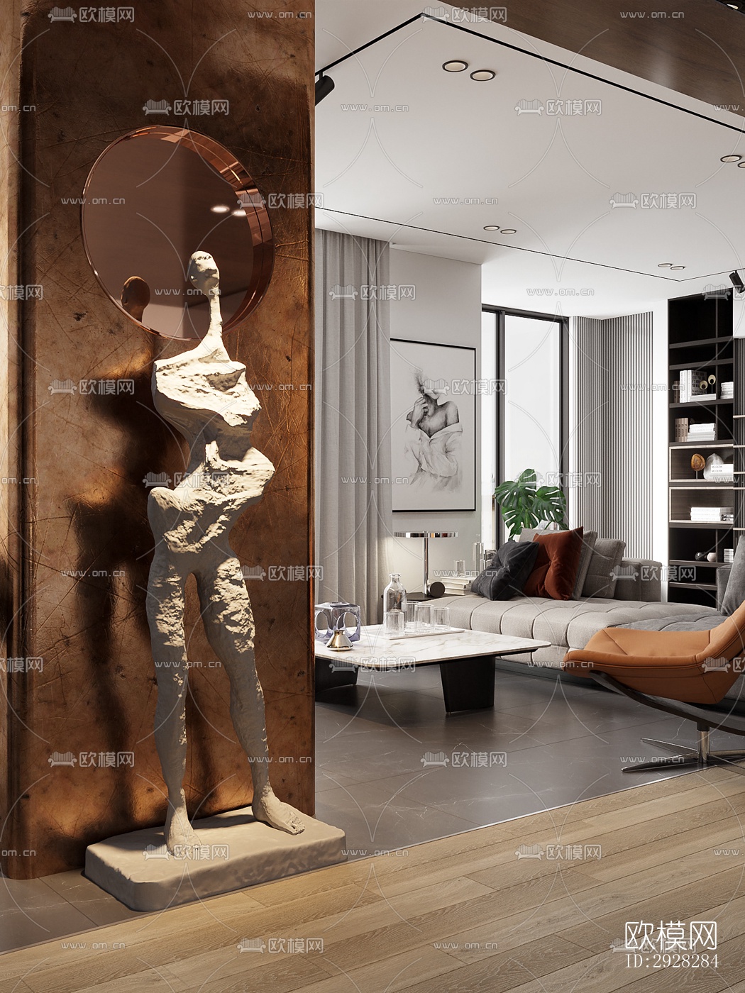 现代平层效果图下载（渲染图15）