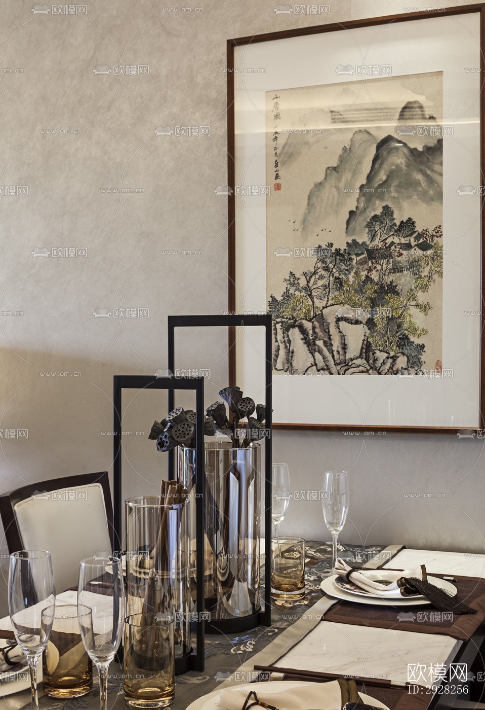 新中式平层效果图下载（渲染图15）