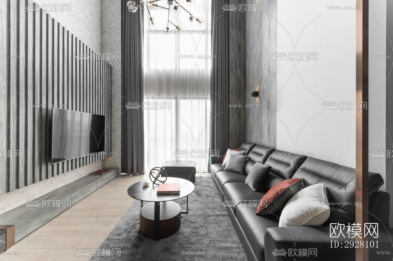 高级灰公寓效果图下载（渲染图11）