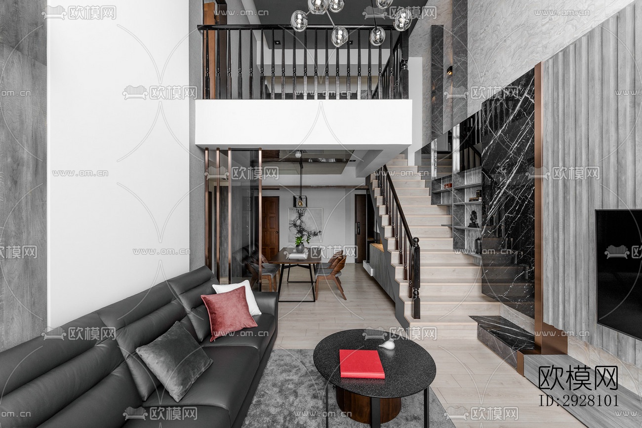 高级灰公寓效果图下载（渲染图12）