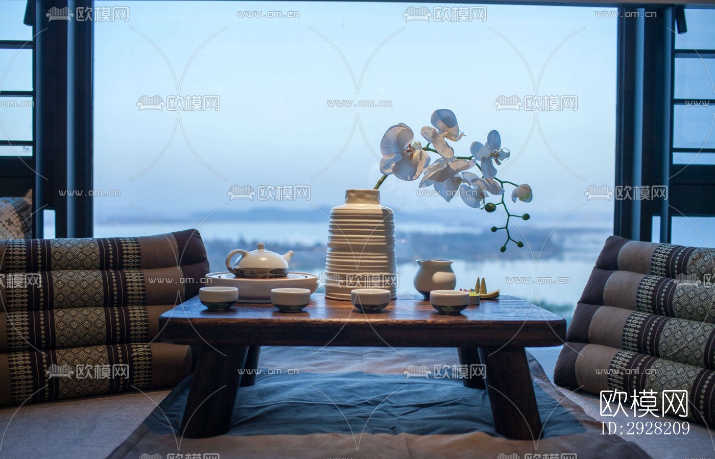 新中式平层效果图下载（渲染图2）