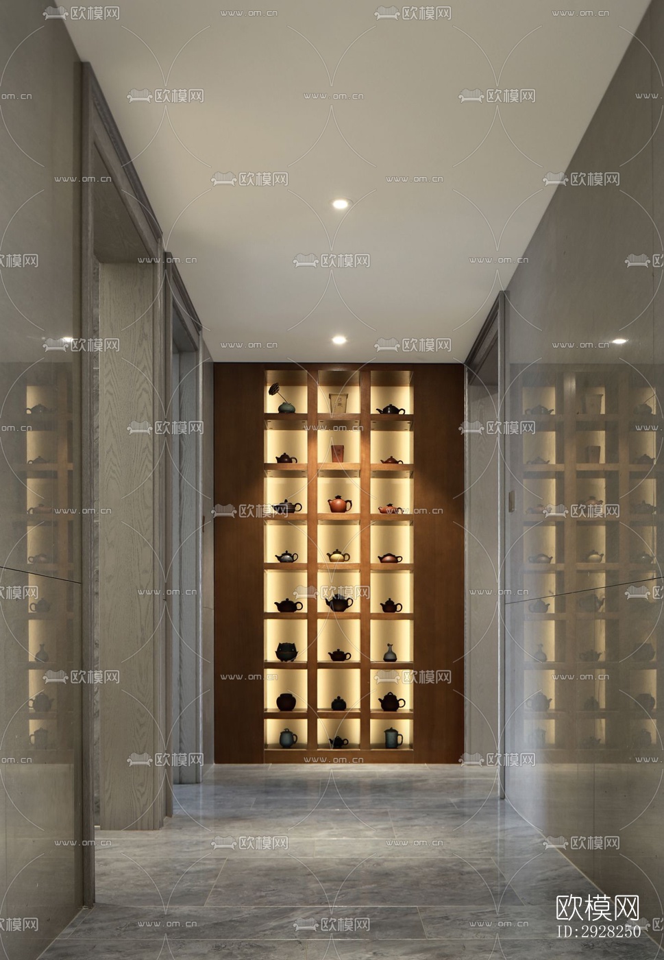 新中式平层效果图下载（渲染图3）