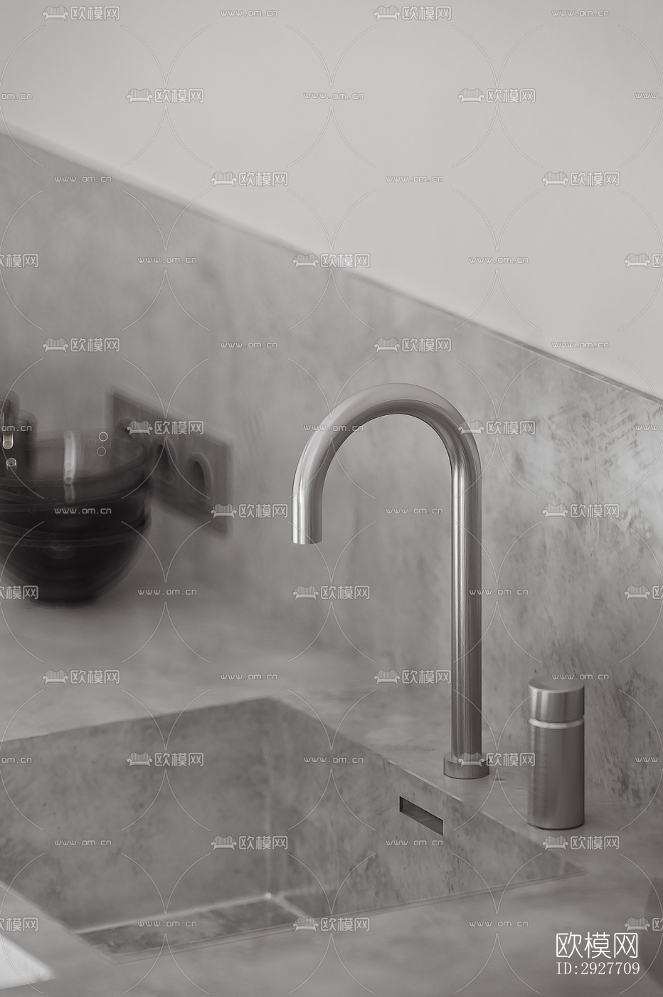 高级灰别墅效果图下载（渲染图4）