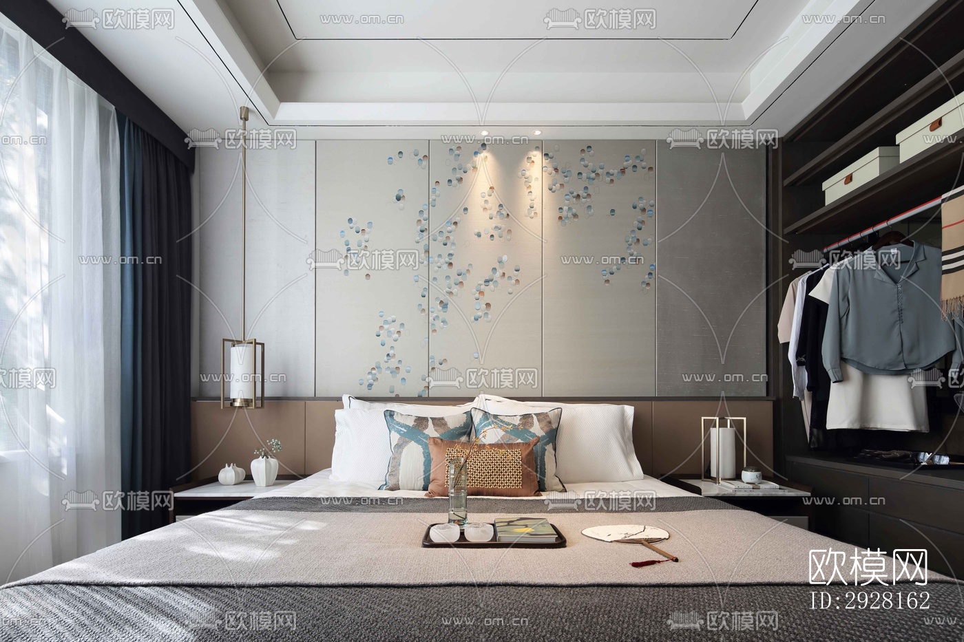 新中式平层效果图下载（渲染图12）