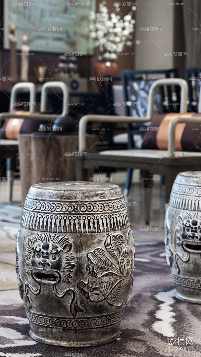 新中式平层效果图下载（渲染图6）