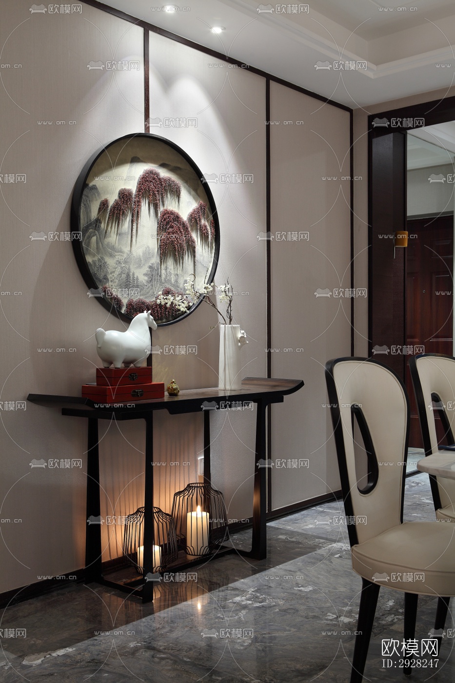 新中式平层效果图下载（渲染图15）