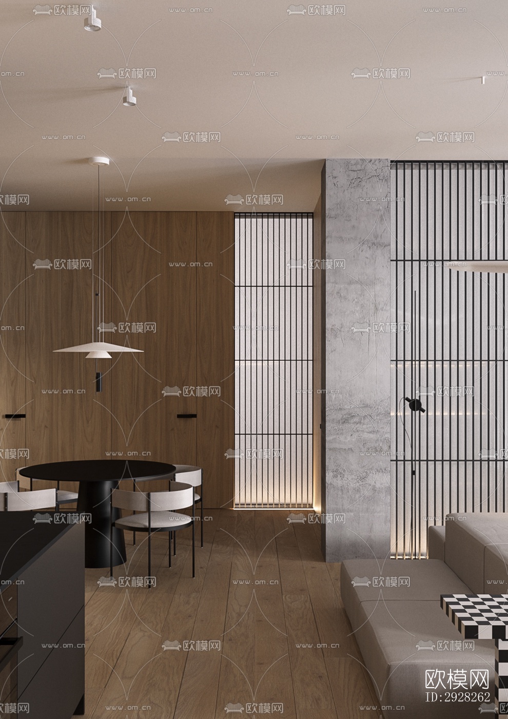 日式平层效果图下载（渲染图10）