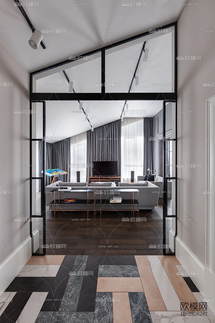 现代平层效果图下载（渲染图12）