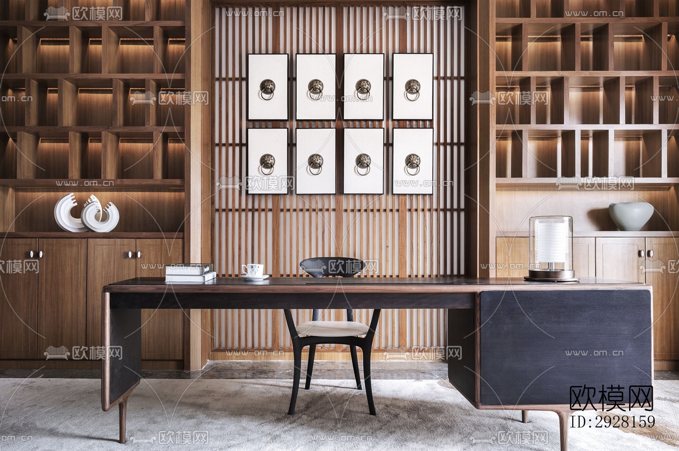 新中式平层效果图下载（渲染图16）