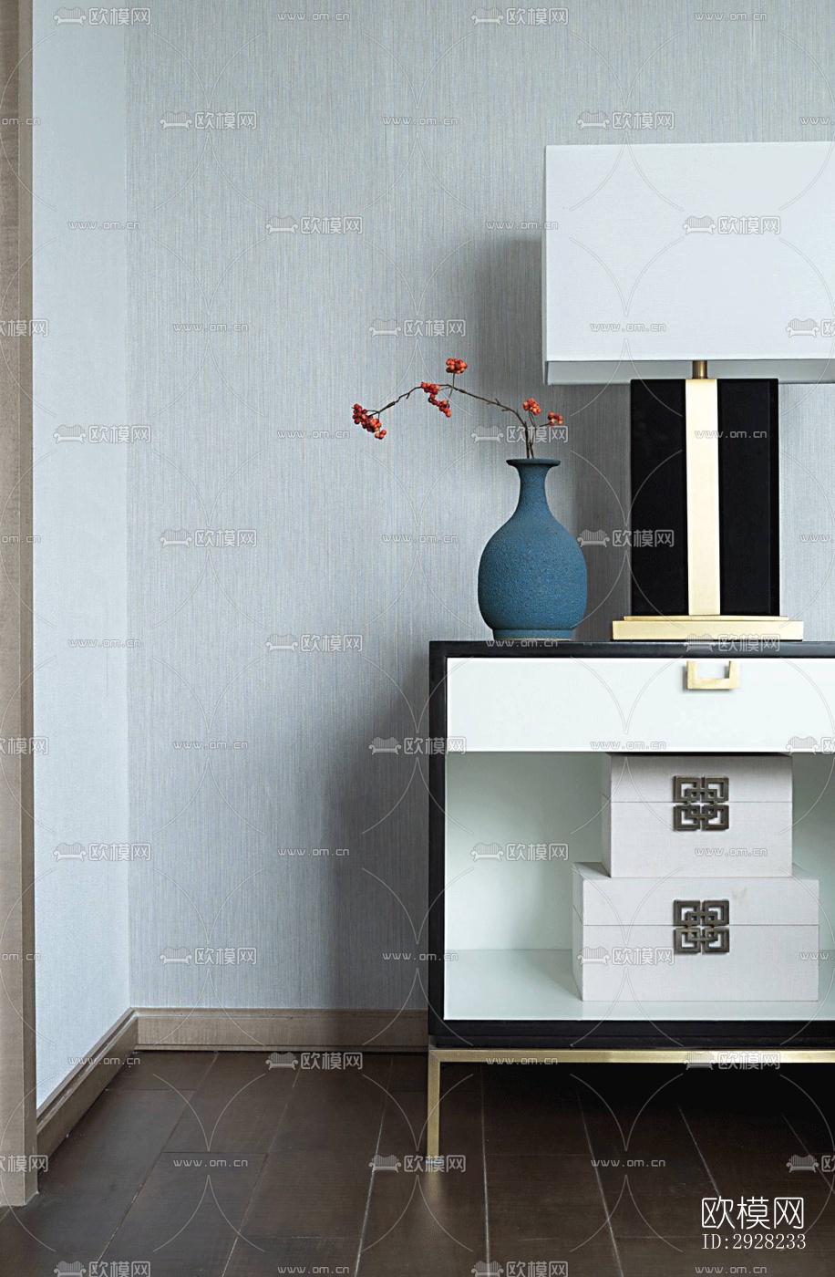 新中式平层效果图下载（渲染图2）