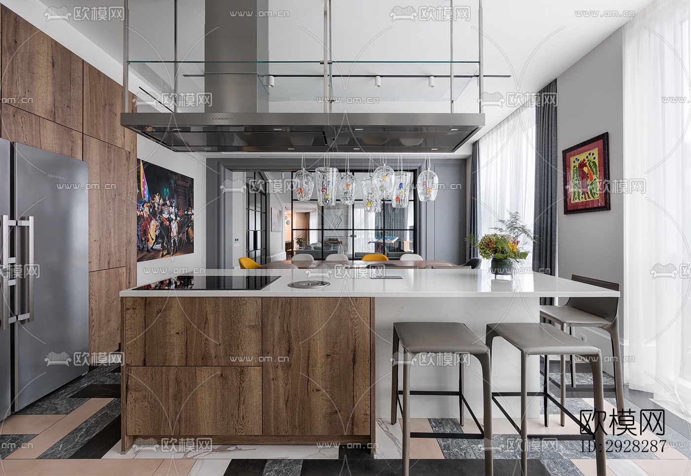 现代平层效果图下载（渲染图3）