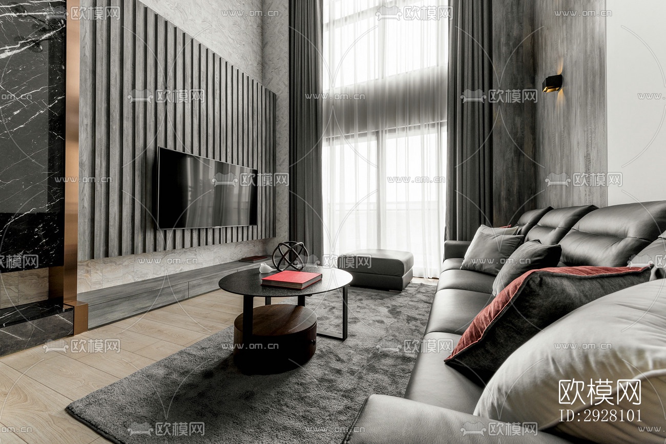 高级灰公寓效果图下载（渲染图9）