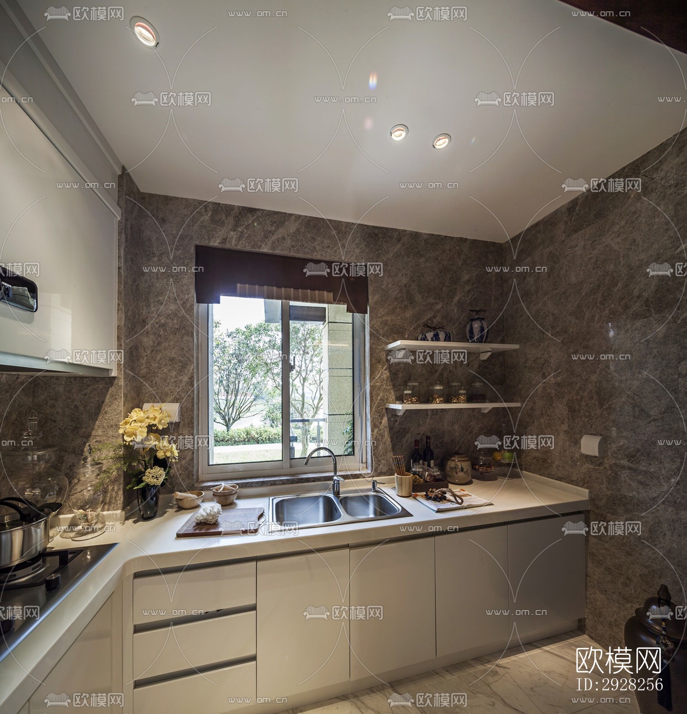 新中式平层效果图下载（渲染图16）