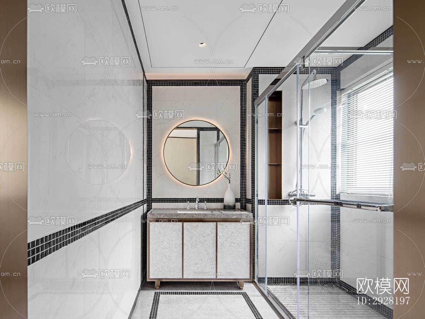 新中式平层效果图下载（渲染图11）