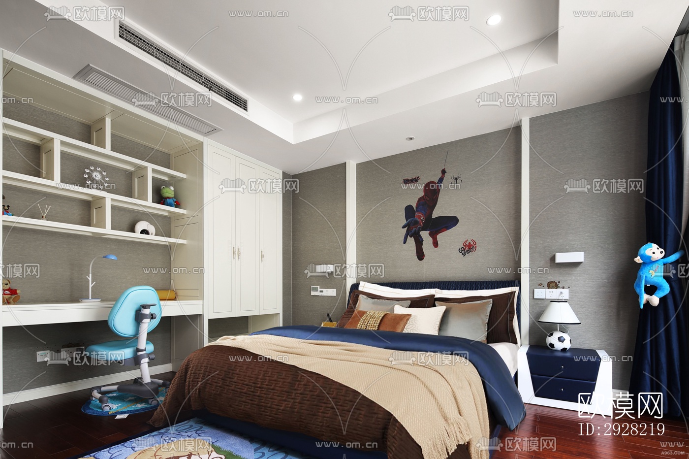 新中式平层效果图下载（渲染图5）