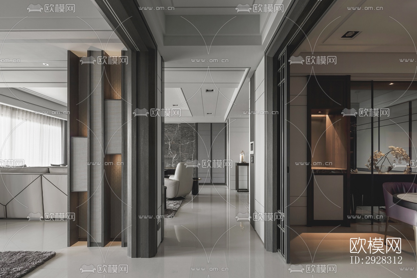 现代平层效果图下载（渲染图4）