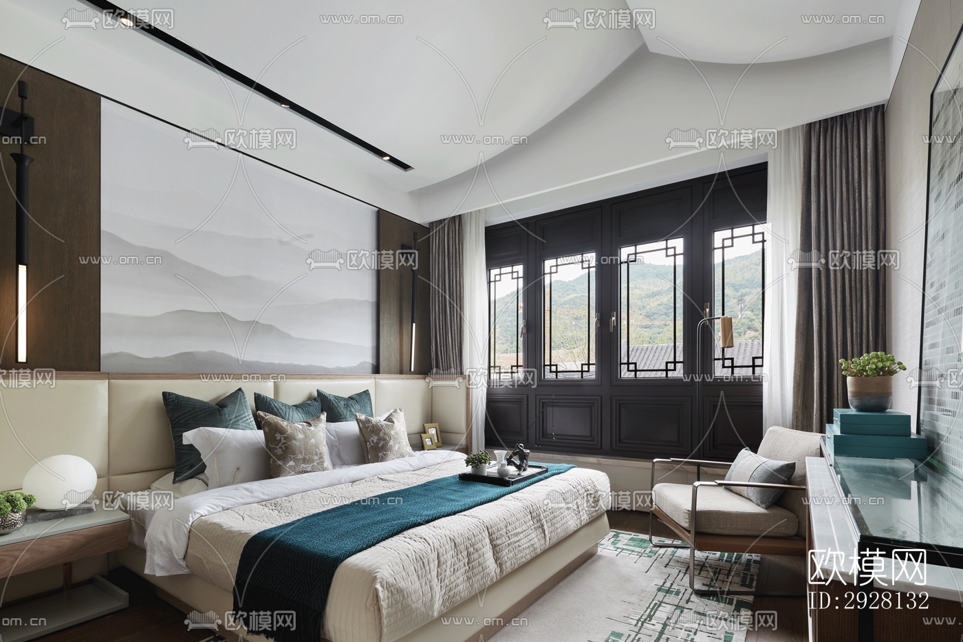 中式平层效果图下载（渲染图11）