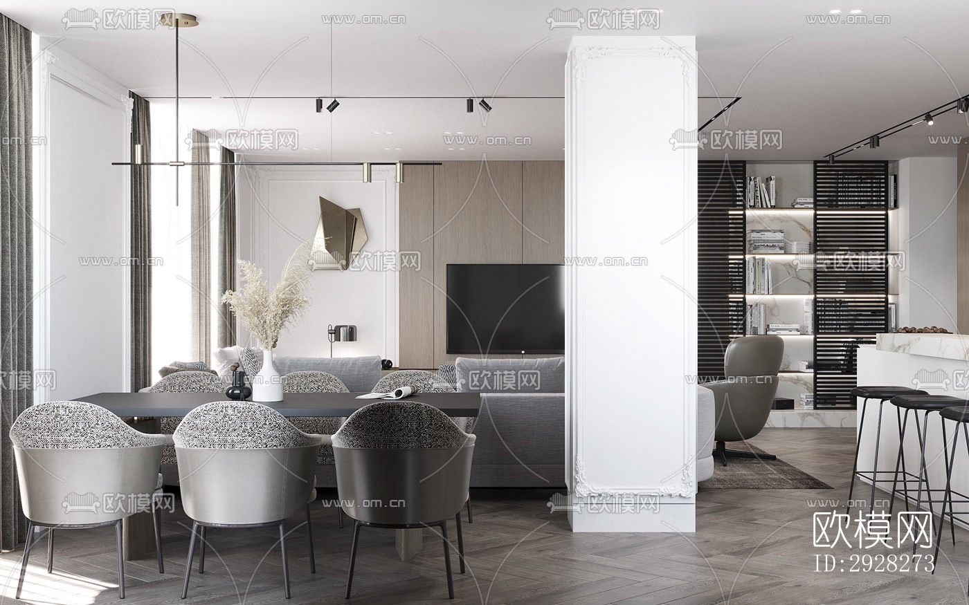 欧式平层效果图下载（渲染图14）