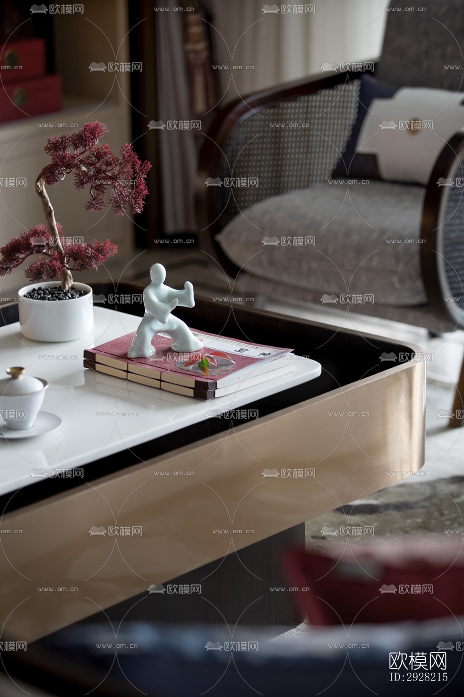 新中式平层效果图下载（渲染图15）