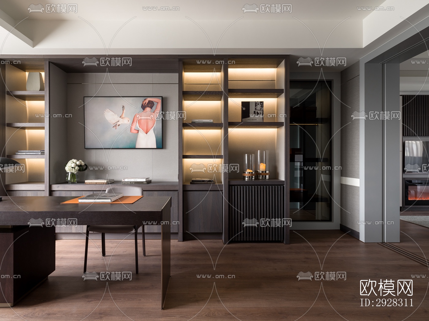 现代平层效果图下载（渲染图14）