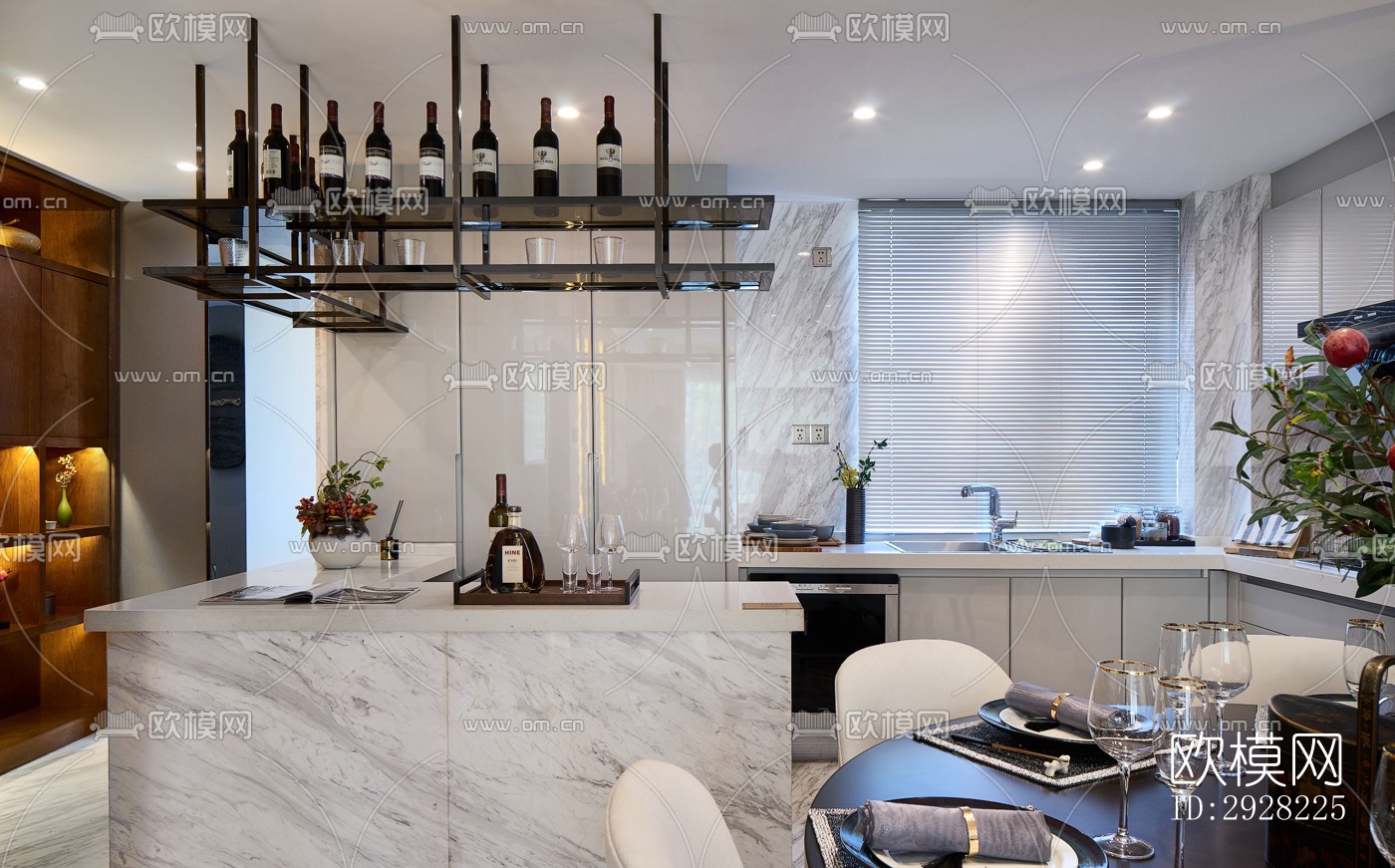 新中式平层效果图下载（渲染图7）