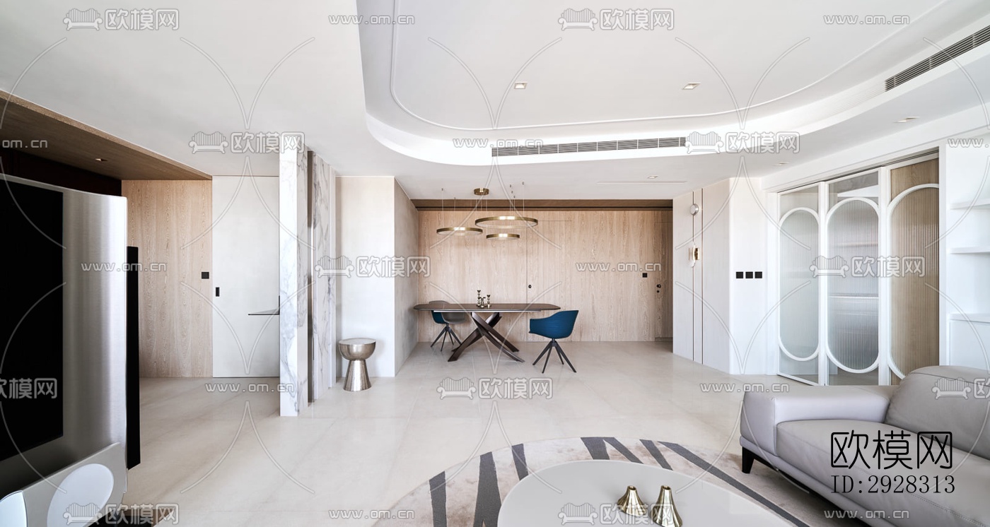 现代平层效果图下载（渲染图11）