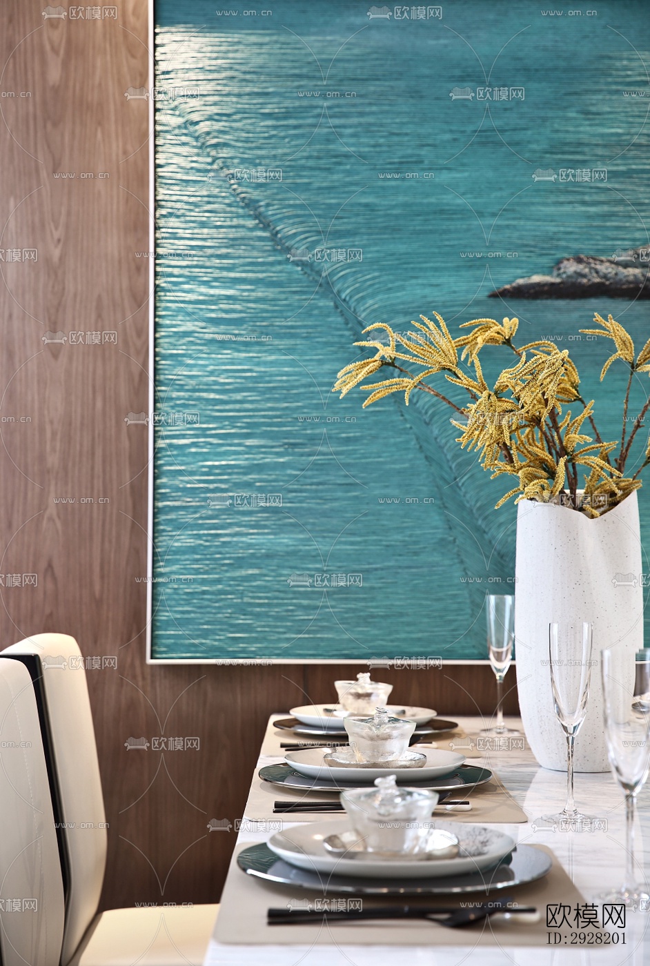 新中式平层效果图下载（渲染图5）