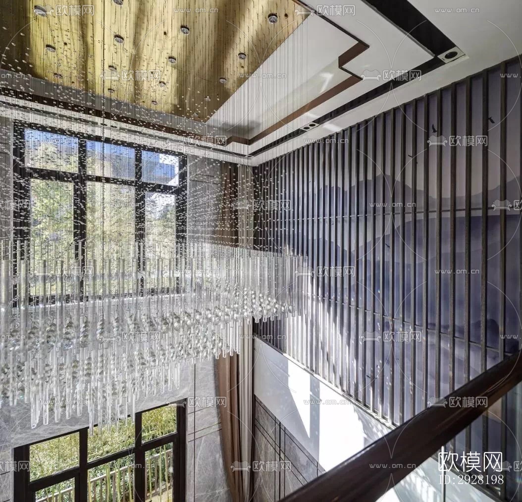 新中式平层效果图下载（渲染图9）