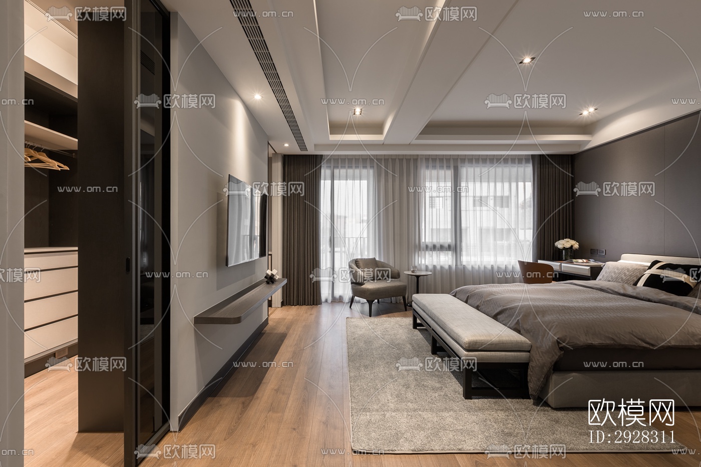 现代平层效果图下载（渲染图4）