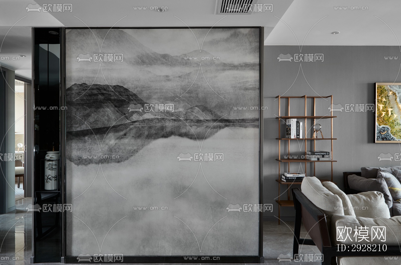 新中式平层效果图下载（渲染图9）