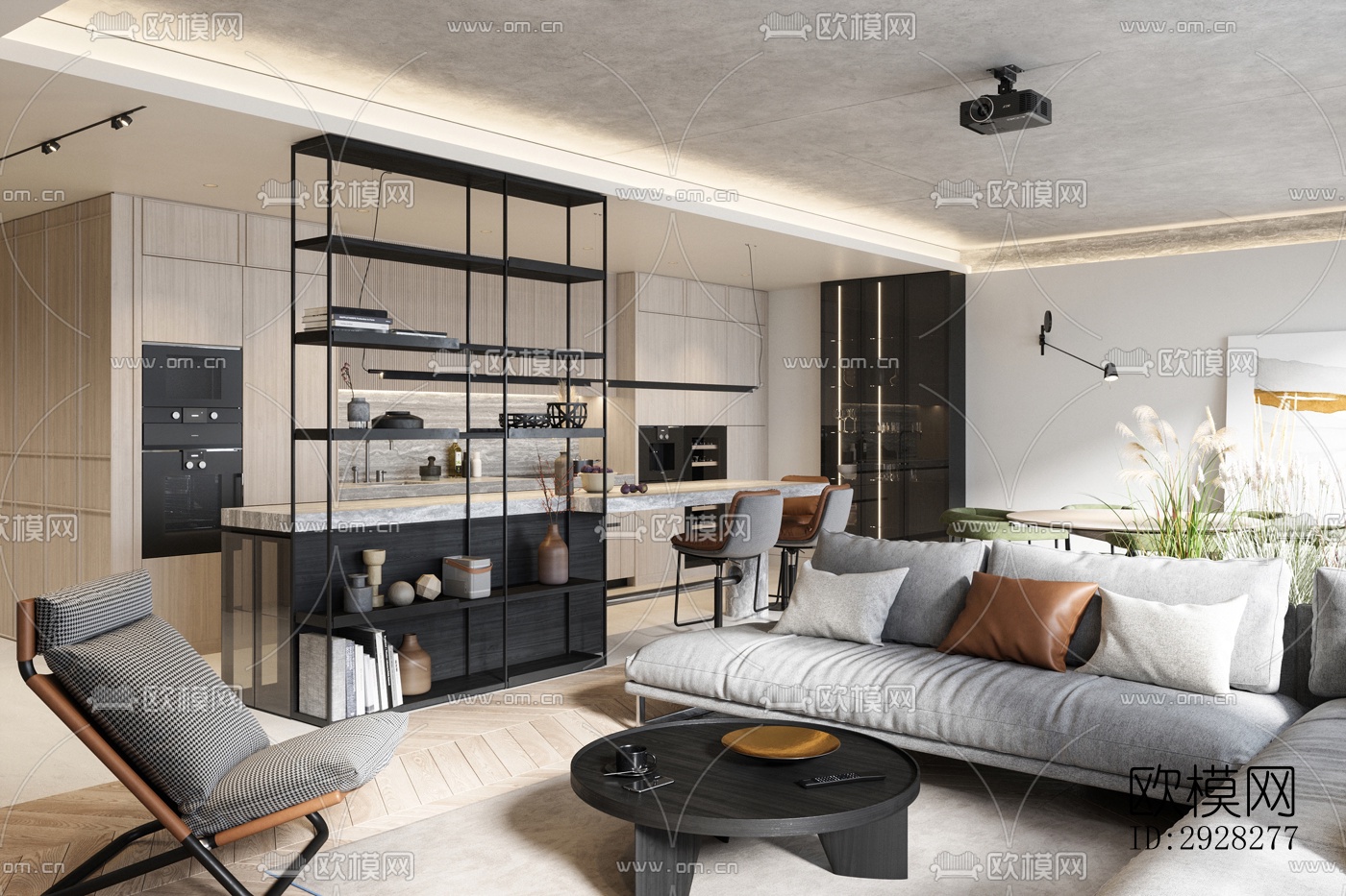 现代平层效果图下载（渲染图13）