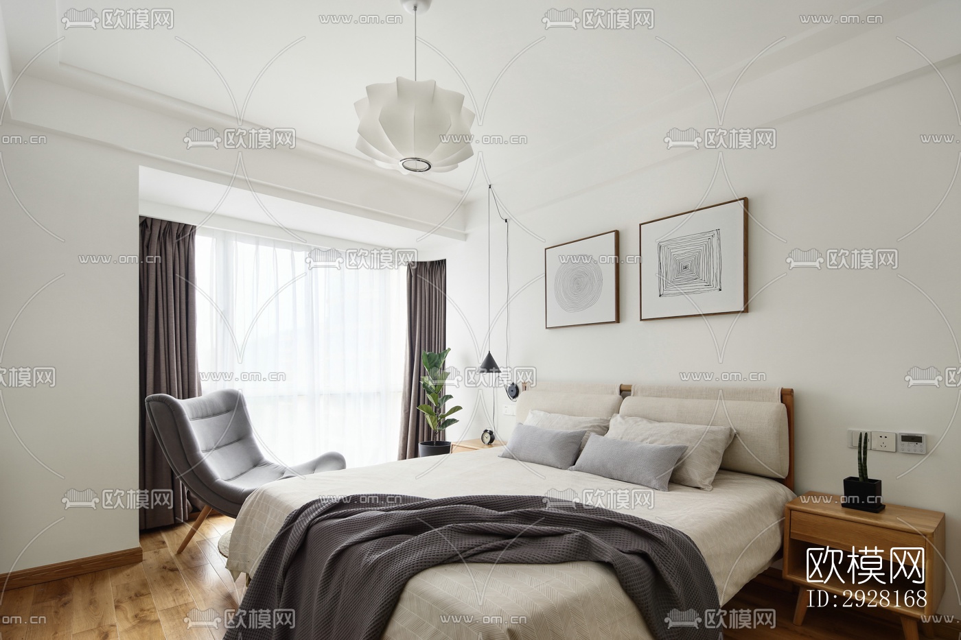 新中式平层效果图下载（渲染图1）