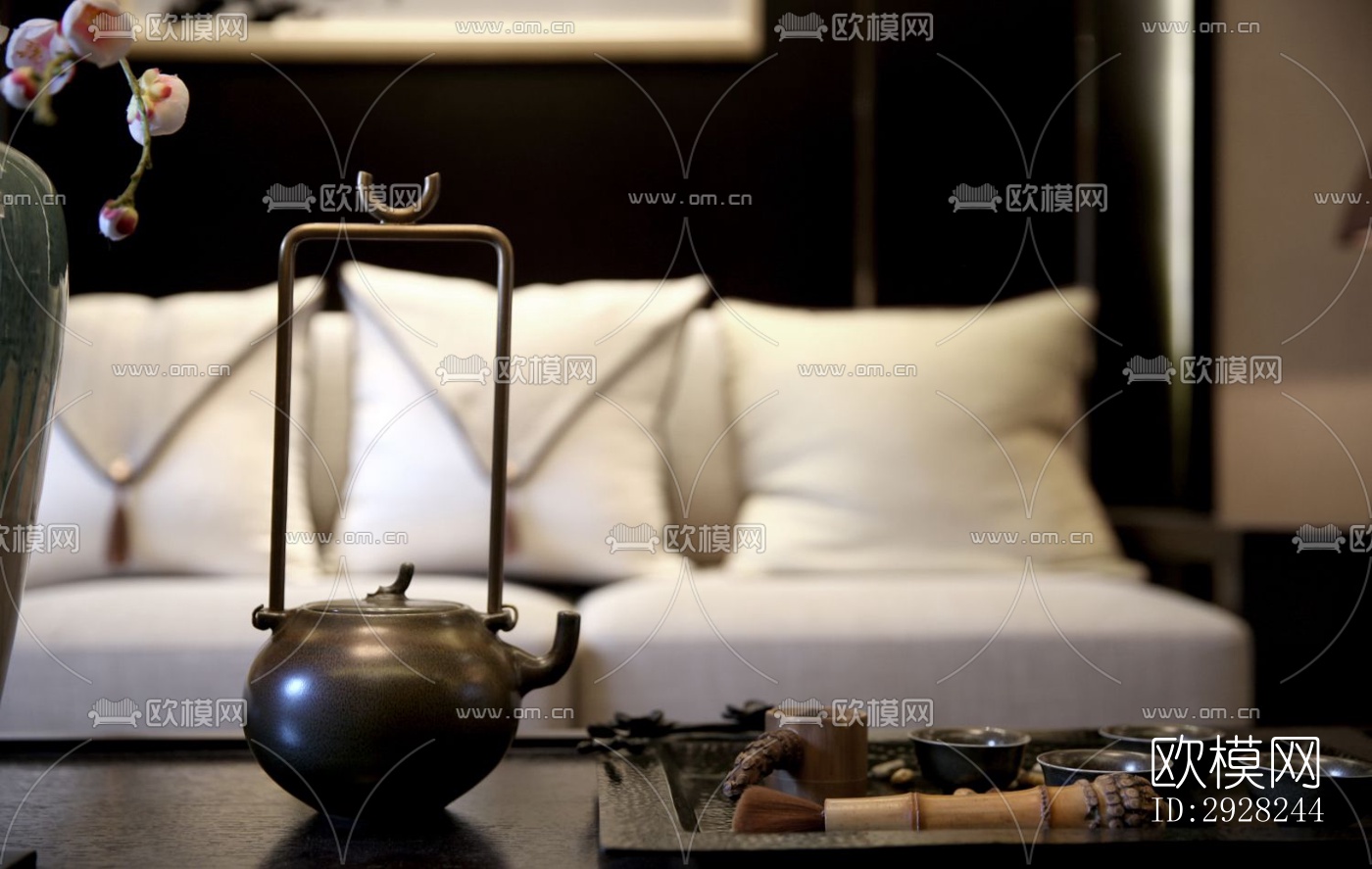 新中式平层效果图下载（渲染图4）