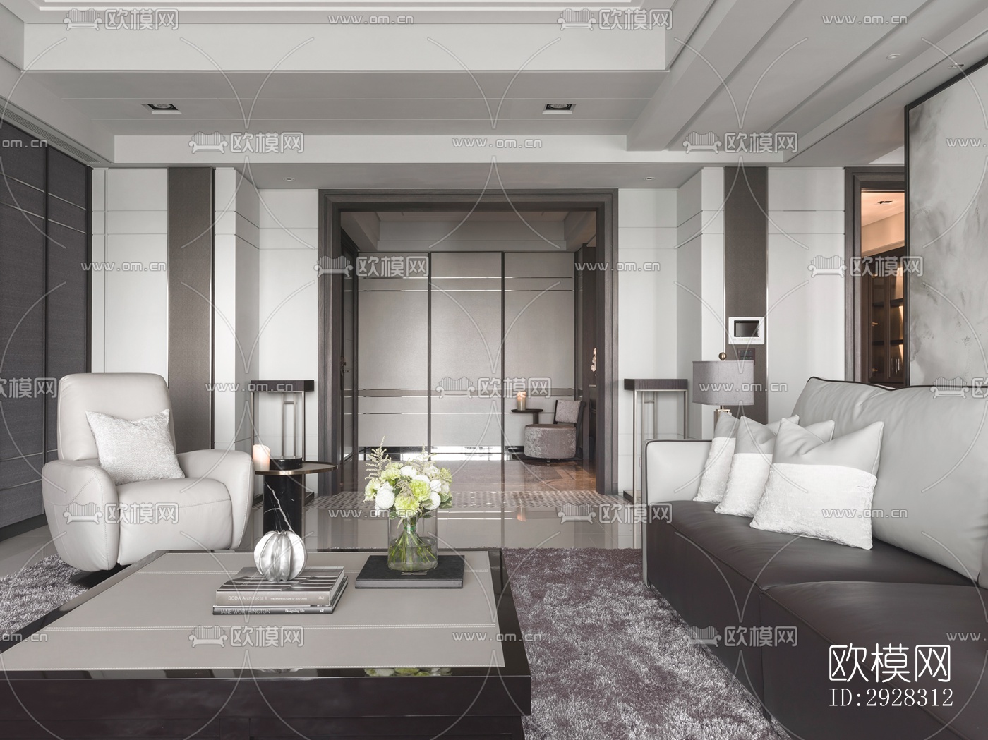 现代平层效果图下载（渲染图14）