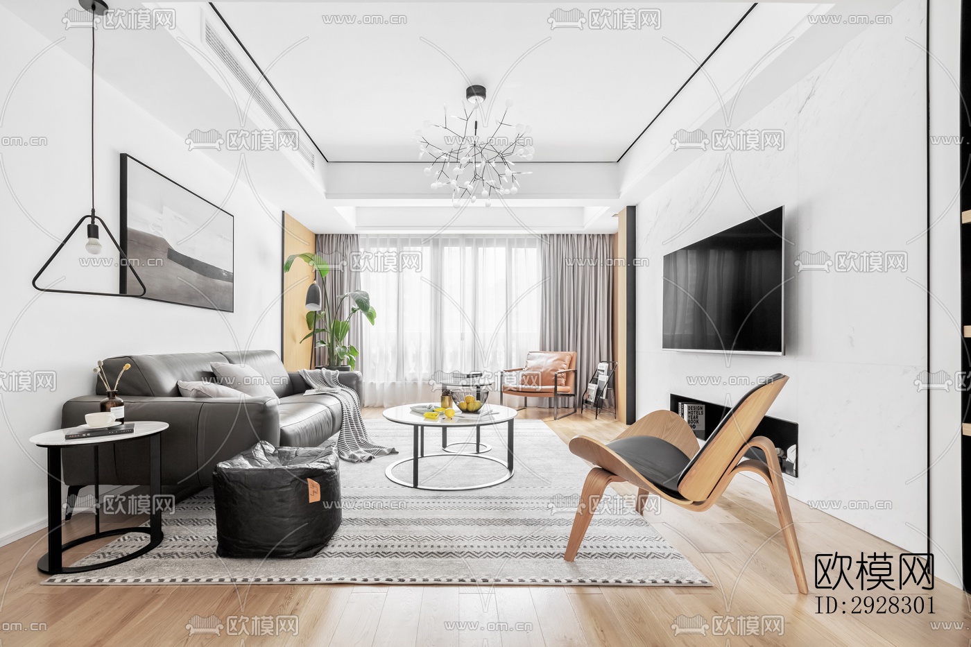 现代平层效果图下载（渲染图2）