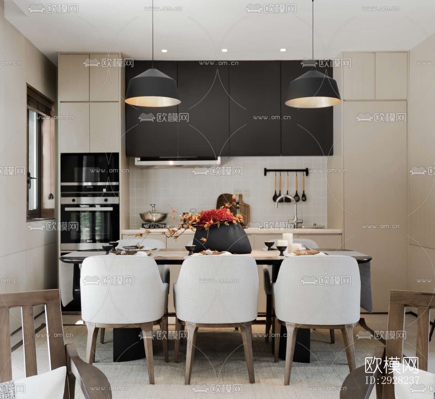 新中式平层效果图下载（渲染图7）