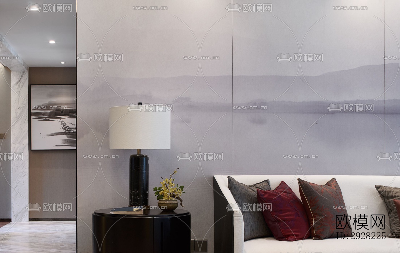 新中式平层效果图下载（渲染图5）