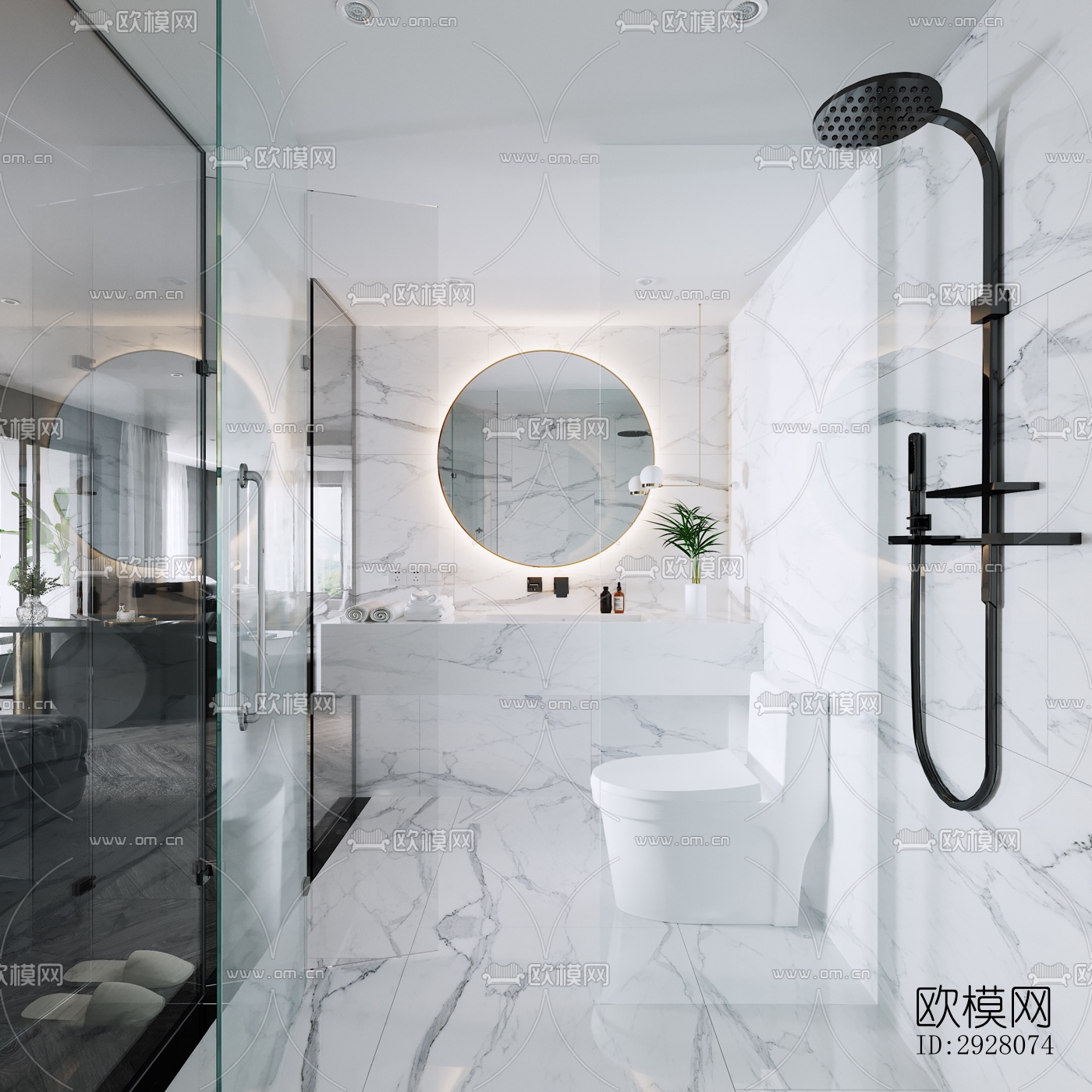 高级灰公寓效果图下载（渲染图9）