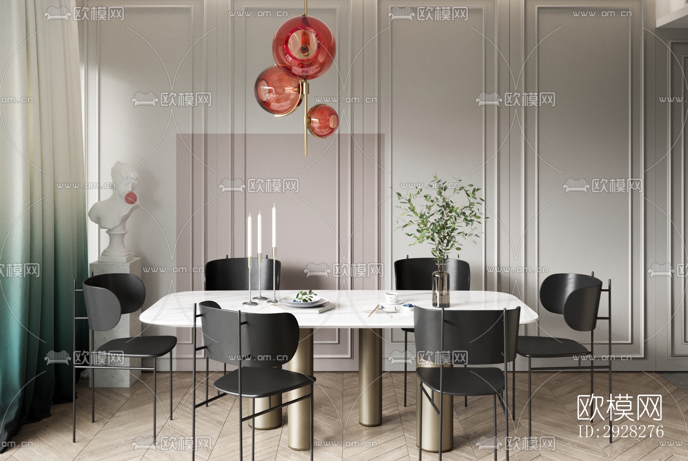 欧式平层效果图下载（渲染图10）