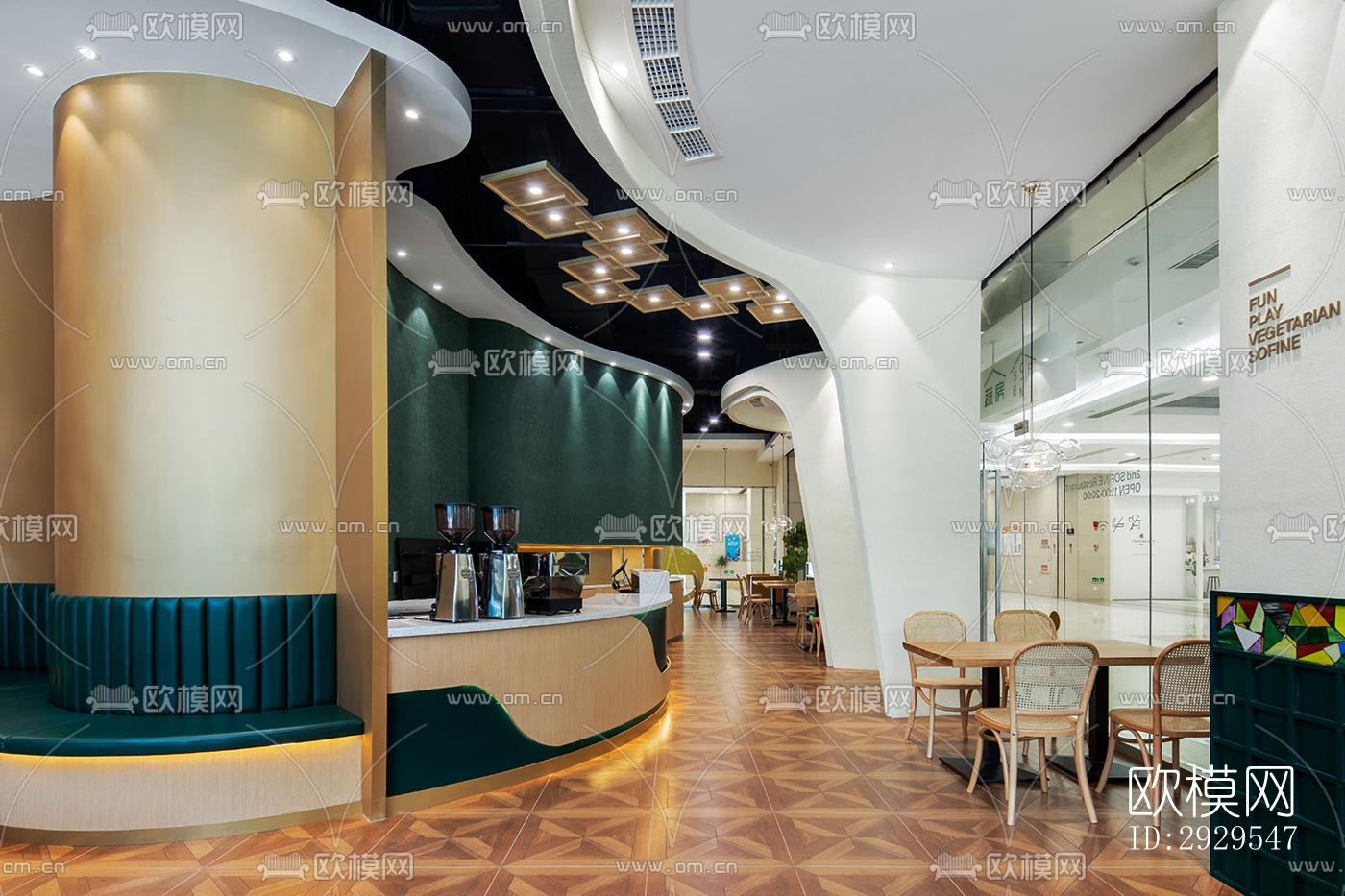 工业风西餐厅效果图下载（渲染图6）